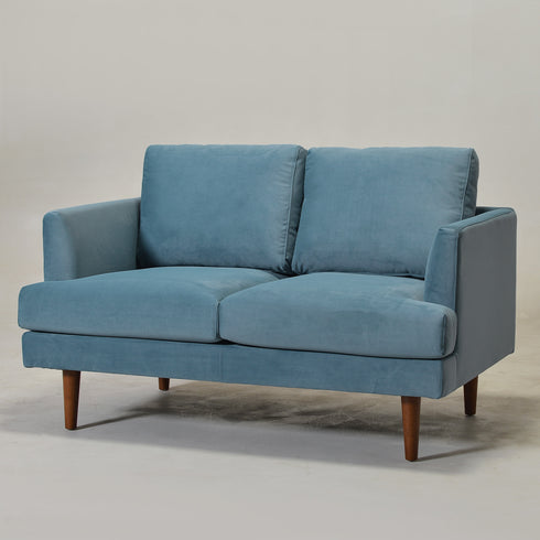 Blue Upholstered Loveseat – Albert Loveseat Sofa | 2-Seater Couch | Kinwell Furniture | Mid-Century Modern, Timeless Design