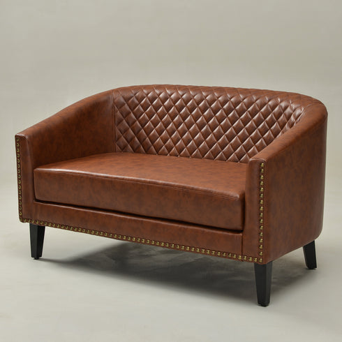 Logan Faux Leather Tufted Loveseat | Fabric Loveseat Couch | Kinwell Furniture | Modern Loveseats & Comfortable Loveseat Sofa Couches