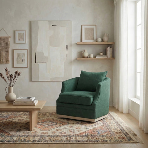 Minerva Swivel Barrel Chair - Green Modern Swivel Chair | Swivel Accent Chairs | Kinwell Furniture | Swivel Armchairs