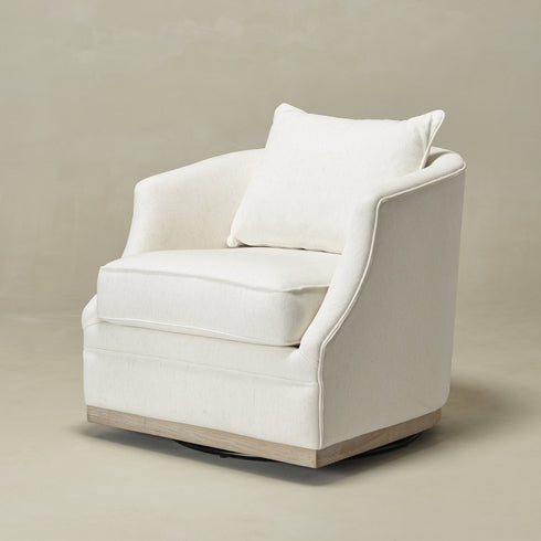 Minerva Swivel Barrel Chair - Beige Modern Swivel Chair | Swivel Accent Chairs | Kinwell Furniture | Swivel Armchairs