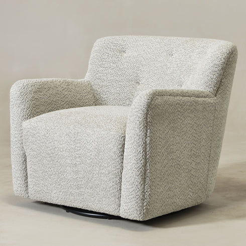Vestie Chenille Swivel Barrel Chair - GrayGreen Modern Swivel Chair | Swivel Accent Chairs | Kinwell Furniture | Swivel Armchairs