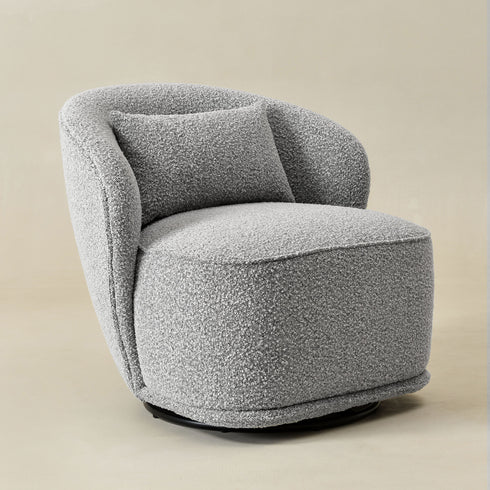 Laura Bouclé Swivel Barrel Chair - Comfortable Swivel Chair | Modern Swivel Chairs | Kinwell Furniture | Modern Swivel Chairs