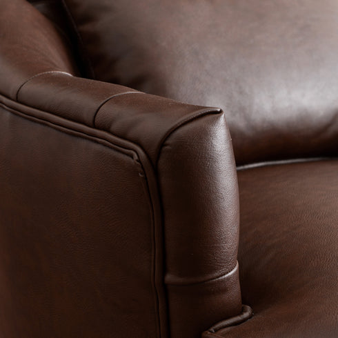 Letitia Faux Leather Wingback Chair - Brown Accent Chair | Decorative Faux Leather Chairs | Kinwell Furniture | Modern Wingback Accent Chairs