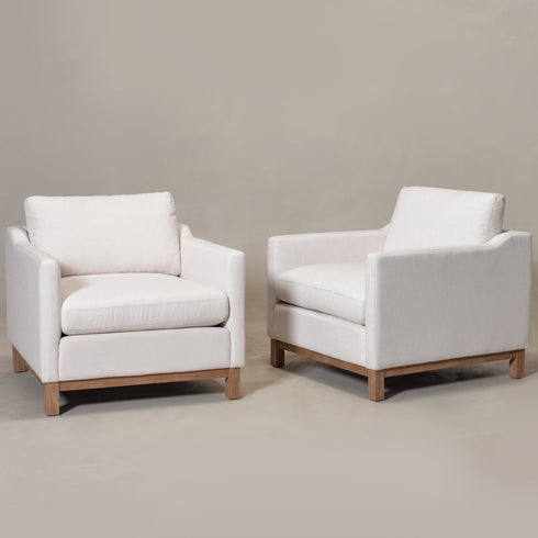 Goose Down Feathers Upholstered Armchair – Cream Square Arm Accent Chair | Plush Feather-Filled Chair | Kinwell Furniture | Cloud-Soft, Timeless Design
