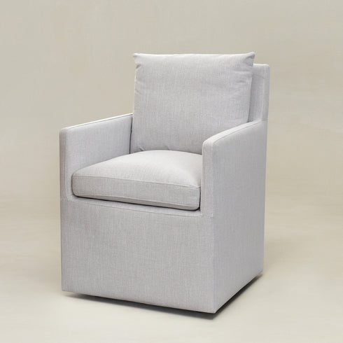 Sean Performance Dining Chair with Casters - Covered Dining Chair | Dining Chairs with Arms | Kinwell Furniture | Performance Fabric Chairs