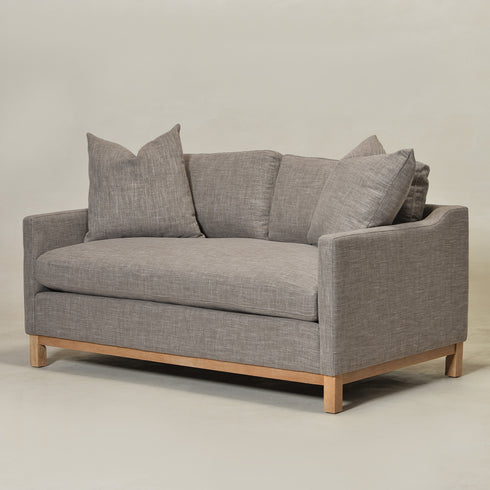 Goose Down Feathers Upholstered Loveseat – Tan Square Arm 2-Seater Sofa | Plush Feather-Filled Loveseat | Kinwell Furniture | Cloud-Soft, Timeless Design