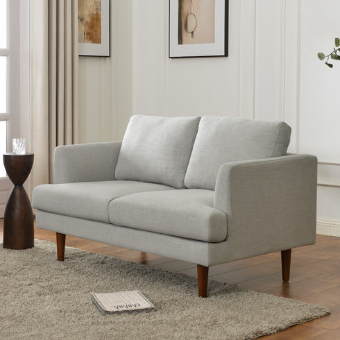 Gray Upholstered Loveseat – Albert Loveseat Sofa | 2-Seater Couch | Kinwell Furniture | Mid-Century Modern, Timeless Design