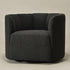 Wilton Bouclé Swivel Barrel Chair - Black Petal Back Modern Swivel Chair | Swivel Accent Chairs | Kinwell Furniture | Swivel Armchairs