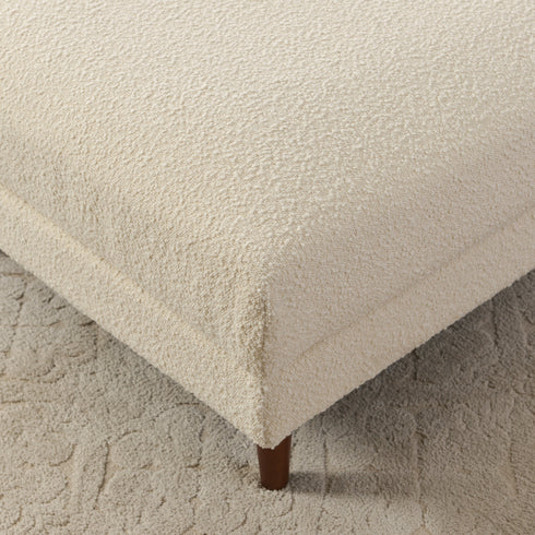 Albert Linen Blend Ottoman – Footrest & Pouf | Living Room Accent Seat | Kinwell Furniture | Contemporary Ottoman | Cream