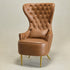 Letitia Faux Leather Wingback Chair - Camel Accent Chair | Decorative Faux Leather Chairs | Kinwell Furniture | Modern Wingback Accent Chairs