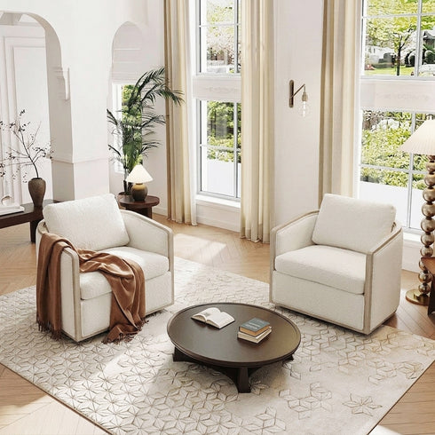 Claude Bouclé Swivel Barrel Chair