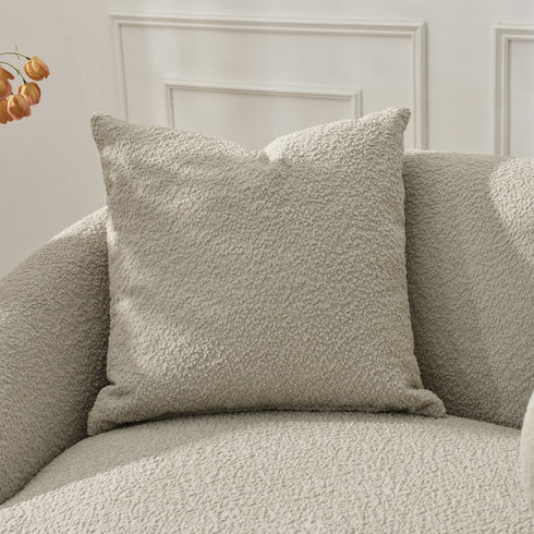Susie Oatmeal Bouclé Sofa | Contemporary Oatmeal Loveseat | Kinwell Furniture | Chic Bouclé Couch with Pillows