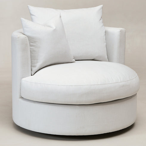 Kurt Down Swivel Barrel Chair - Modern Swivel Chair | Swivel Accent Chairs | Kinwell Furniture | Swivel Armchairs