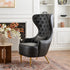 Letitia Faux Leather Wingback Chair - Black Accent Chair | Decorative Faux Leather Chairs | Kinwell Furniture | Modern Wingback Accent Chairs