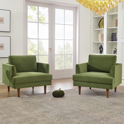 Upholstered Armchair – Green Square Arm Accent Chair | Performance Fabric Armchair | Kinwell Furniture | Scandinavian, Timeless Design