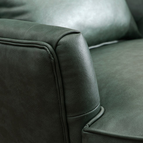 Letitia Faux Leather Wingback Chair - Green Accent Chair | Decorative Faux Leather Chairs | Kinwell Furniture | Modern Wingback Accent Chairs