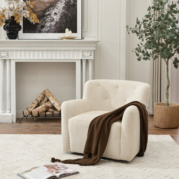 Vestie Chenille Swivel Barrel Chair - Swivel Side Chair | Stylish Swivel Chairs | Kinwell Furniture | Swivel Chairs for Living Room