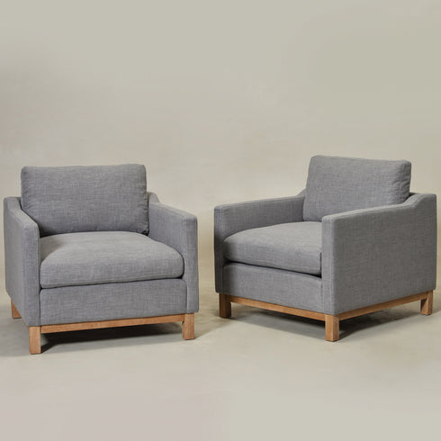 Goose Down Feathers Upholstered Armchair – Gray Square Arm Accent Chair | Plush Feather-Filled Chair | Kinwell Furniture | Cloud-Soft, Timeless Design