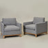 Goose Down Feathers Upholstered Armchair – Gray Square Arm Accent Chair | Plush Feather-Filled Chair | Kinwell Furniture | Cloud-Soft, Timeless Design