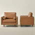 Tiziano Tufted Armchair – Camel Faux Leather Accent Chair with Pillows | Mid-Century Lounge Chair | Kinwell Furniture