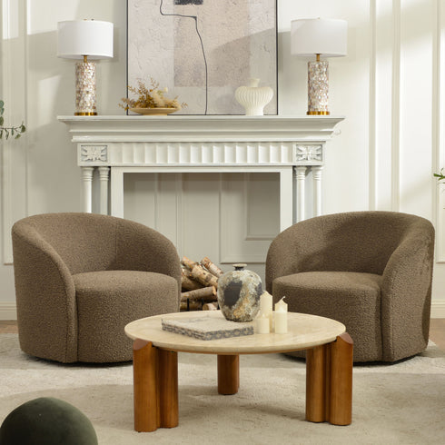 Everitte Bouclé Swivel Barrel Chair