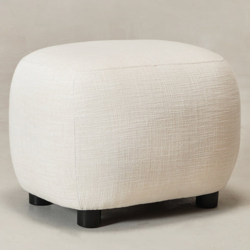 Elmer Linen Ottoman - Ivory Fabric Ottoman | Decorative Ottoman | Kinwell Furniture | Modern Ottoman Furniture