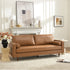 Tiziano Tufted 3-Seater Sofa – Camel Faux Leather Couch with Accent Pillows | Mid-Century Modern Sofa | Kinwell Furniture
