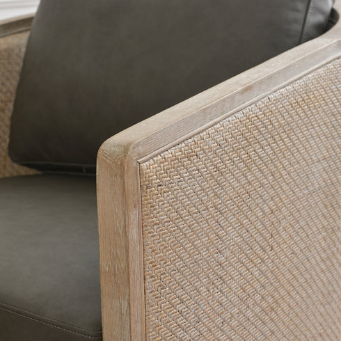 Claude Premium Leather Swivel Cane Chair - Modern Swivel Chair | Swivel Accent Chairs | Kinwell Furniture | Swivel Armchairs