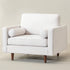 Tiziano Tufted Armchair – Ivory Linen Accent Chair with Pillows | Mid-Century Lounge Chair | Kinwell Furniture
