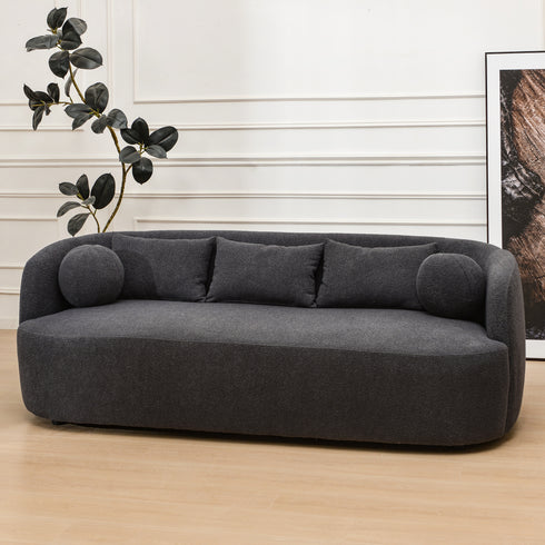 Ashlie Bouclé 3-Seater Sofa - Dark Grey 3 Seater Sofa | Three Seater Couch | Kinwell Furniture | Modern 3 Seater Sofas