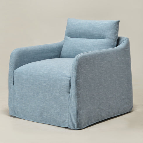 Clara Linen Slipcover Swivel Chair