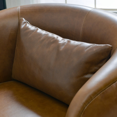 Ashlie Leather Swivel Barrel Chair - Modern Swivel Chair | Swivel Accent Chairs | Kinwell Furniture | Swivel Armchairs