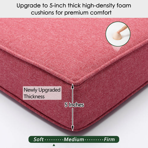 Ranu Extra Thick Outdoor Cushion Set – Red Patio Chair Cushions | Outdoor Seat & Back Cushions | Weather-Resistant Outdoor Cushions | Kinwell Furniture