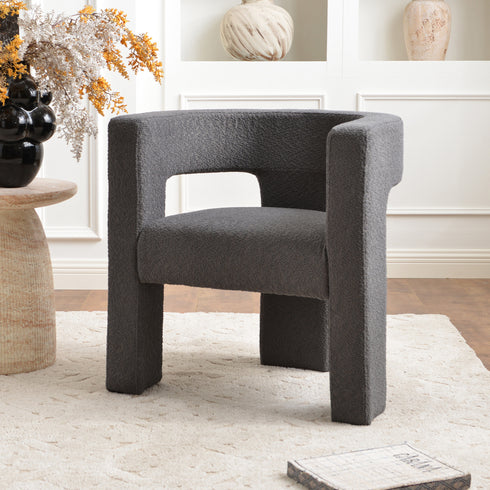 Herbert Modern Bouclé Armchair - Gray Accent Chair | Decorative Accent Chairs | Kinwell Furniture | Modern Accent Chairs