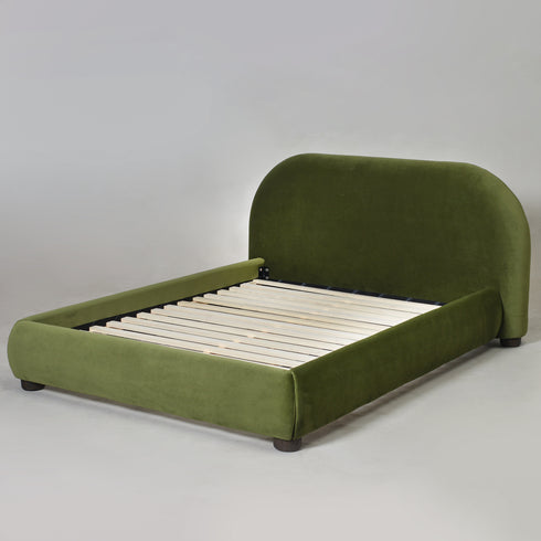 Harriet Vevlet Platform Bed with Wood Legs