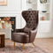 Letitia Faux Leather Wingback Chair - Brown Accent Chair | Decorative Faux Leather Chairs | Kinwell Furniture | Modern Wingback Accent Chairs