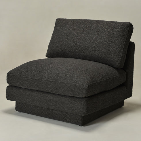 Montyne Armless Bouclé Chair - Dark Gray Upholstery | Charcoal Gray Accent Chair | Kinwell Furniture | Mid-century Modern Style