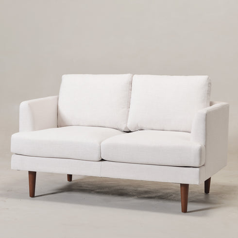 Ivory Upholstered Loveseat – Albert Loveseat Sofa | 2-Seater Couch | Kinwell Furniture | Mid-Century Modern, Timeless Design