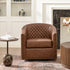 Logan Faux Leather Tufted Swivel Club Chair - Brown Mid Century Modern Swivel Chair | Waiting Room Swivel Chairs| Kinwell Furniture | Designer Swivel Chairs