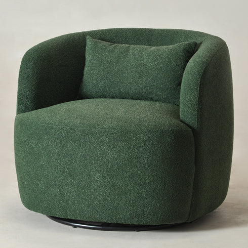 Ashlie Bouclé Swivel Barrel Chair - Comfortable Swivel Chair | Modern Swivel Chairs | Kinwell Furniture | Modern Swivel Chairs