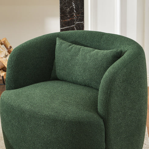 Ashlie Bouclé Swivel Barrel Chair - Swivel Side Chair | Stylish Swivel Chairs | Kinwell Furniture | Swivel Chairs for Living Room