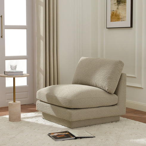 Montyne Bouclé Chair - Oatmeal Armless Accent Chair | Soft Neutral Upholstered Seating | Kinwell Furniture | Contemporary Chairs