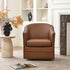 Lawton Faux Leather Tufted Swivel Chair – Brown Industrial Modern Swivel Chair | Faux Leather Office & Lounge Chair | Kinwell Furniture | High Back Chair