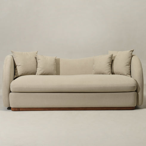 Samuel Premium Fabric Curved Sofa in Tan – 3 Seater Sofa | Three Seater Couch | Modern Curved Sofa | Kinwell Furniture