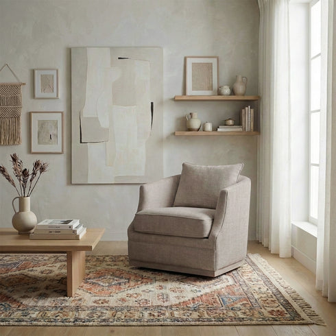 Minerva Swivel Barrel Chair - Gray Modern Swivel Chair | Swivel Accent Chairs | Kinwell Furniture | Swivel Armchairs