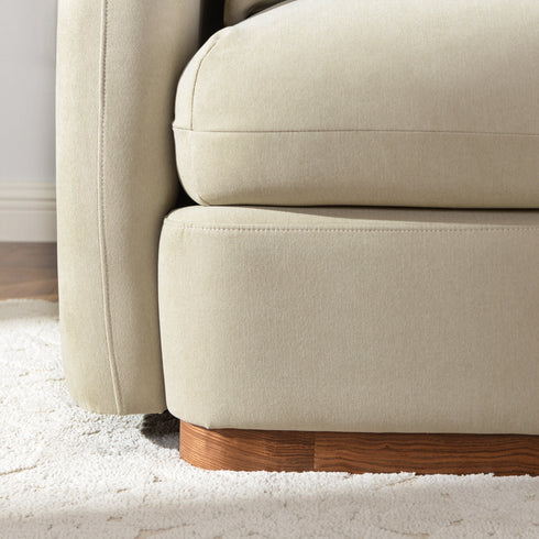 Samuel Premium Fabric Curved Sofa in Tan – 3 Seater Sofa | Three Seater Couch | Modern Curved Sofa | Kinwell Furniture