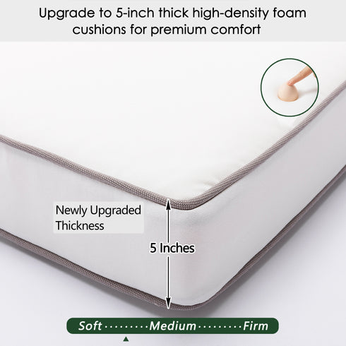 Ranu Extra Thick Outdoor Cushion Set – White Patio Chair Cushions | Outdoor Seat & Back Cushions | Weather-Resistant Outdoor Cushions | Kinwell Furniture