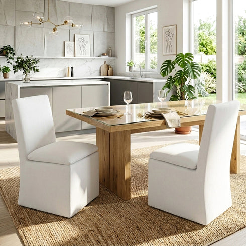 Diane Performance Dining Side Chair with Casters - Dining Chair | Modern Kitchen Chairs | Kinwell Furniture | Dining Chairs Performance Fabric