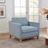 Goose Down Feathers Upholstered Armchair – Blue Square Arm Accent Chair | Plush Feather-Filled Chair | Kinwell Furniture | Cloud-Soft, Timeless Design
