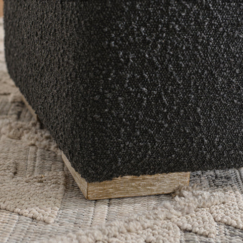 Bouclé Square Ottoman – Black Modern Footstool | Small Upholstered Ottomans | Kinwell Furniture | Minimalist Cube Poufs